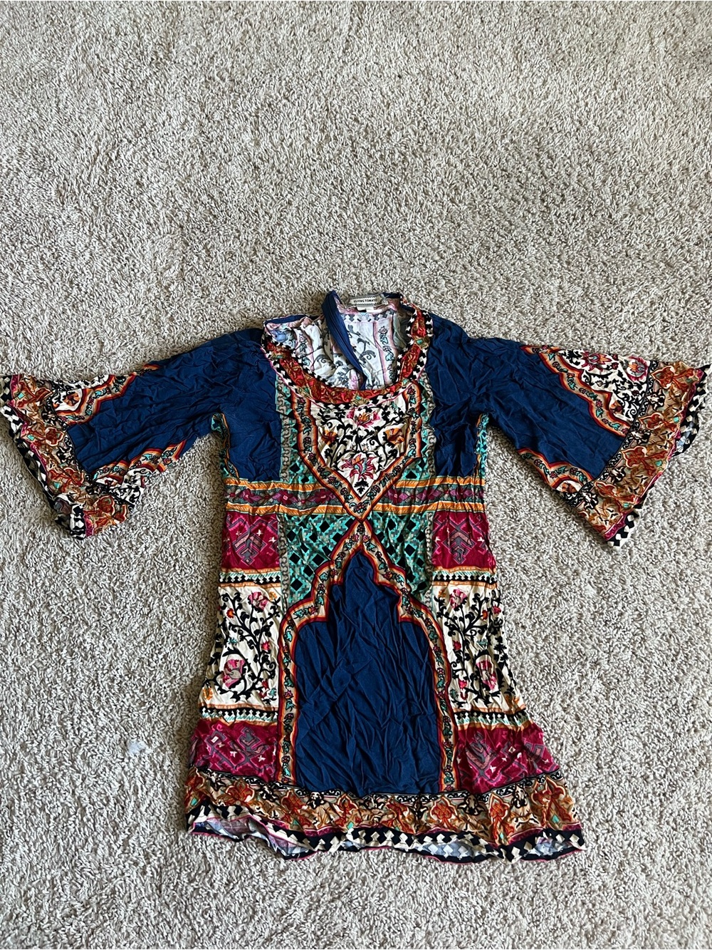 Flying Tomato Navy Multicolor Boho Mini Dress